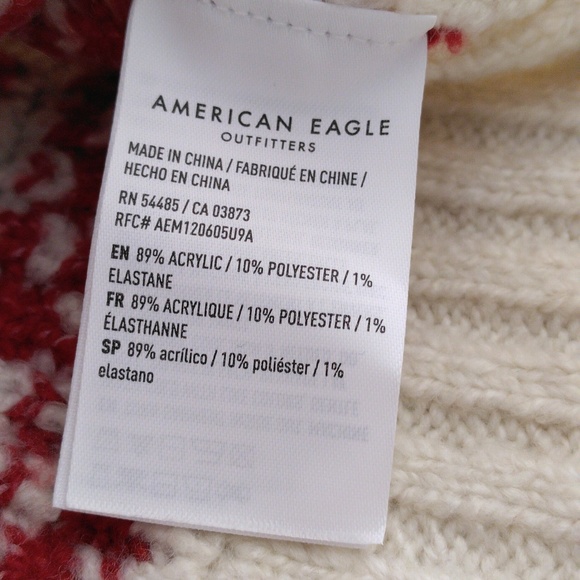 NWT American Eagle XXS Cable Knit Fair Isle Snowflake Mock Neck Sweater - Picture 13 of 17